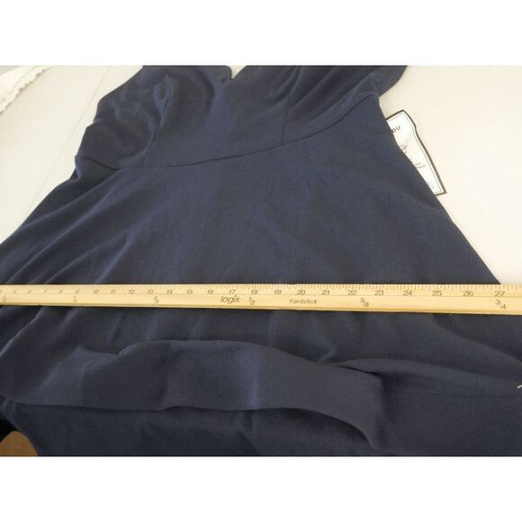 B Darlin Plus Size Tiered Navy Dress | 20W | Notched Neck | A-Line | Lined - Picture 6 of 7